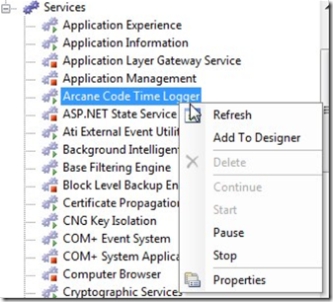 [Pic of Services in Server Explorer]