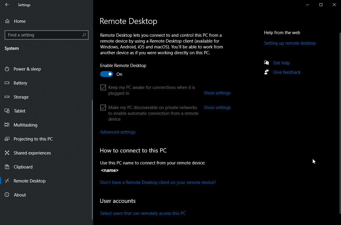 configure windows remote desktop for mac
